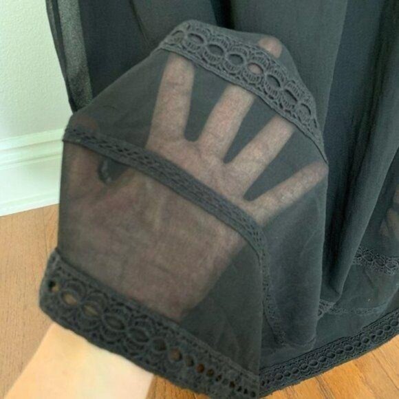 Tularosa Luca Dress Size Small Black Crochet Lace Trim V-neck Sheer Cutout New - Picture 5 of 10